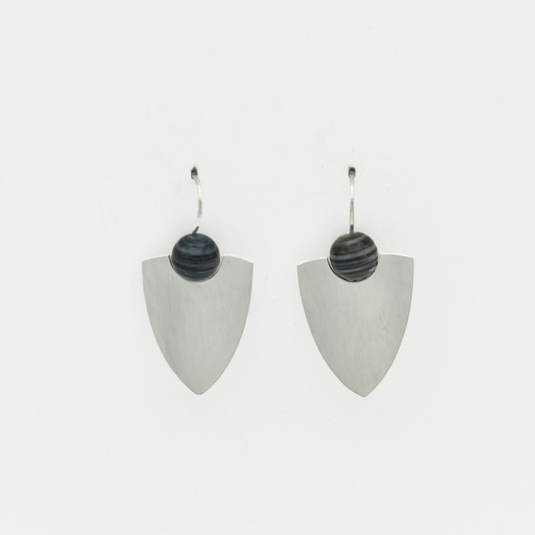 Earrings Shield w Botswana Agate