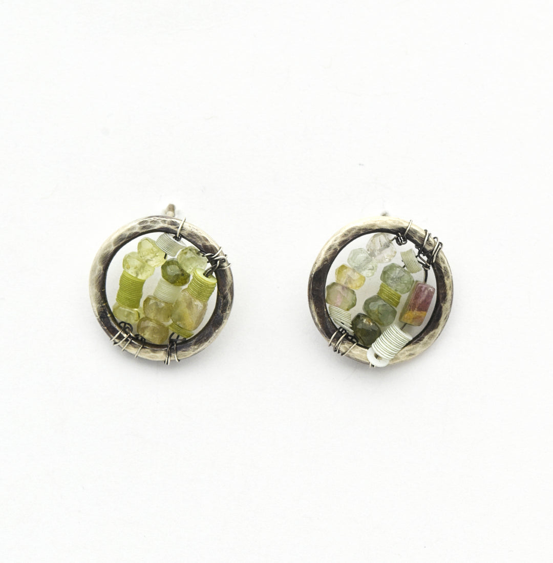 Tourmaline and Sequins Earrings