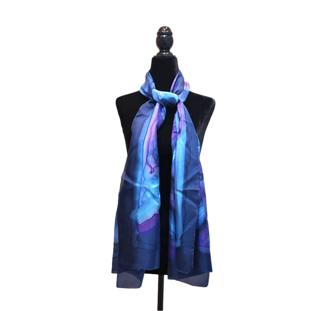 Scarf, Silk Hand Painted Blue