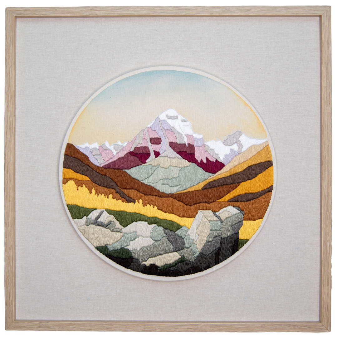 "Mount Temple" Embroidered Wall Art
