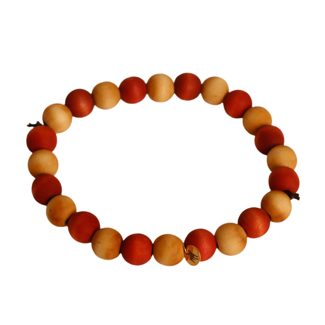 Beaded Collar - 15" - Large beads - tan & pink