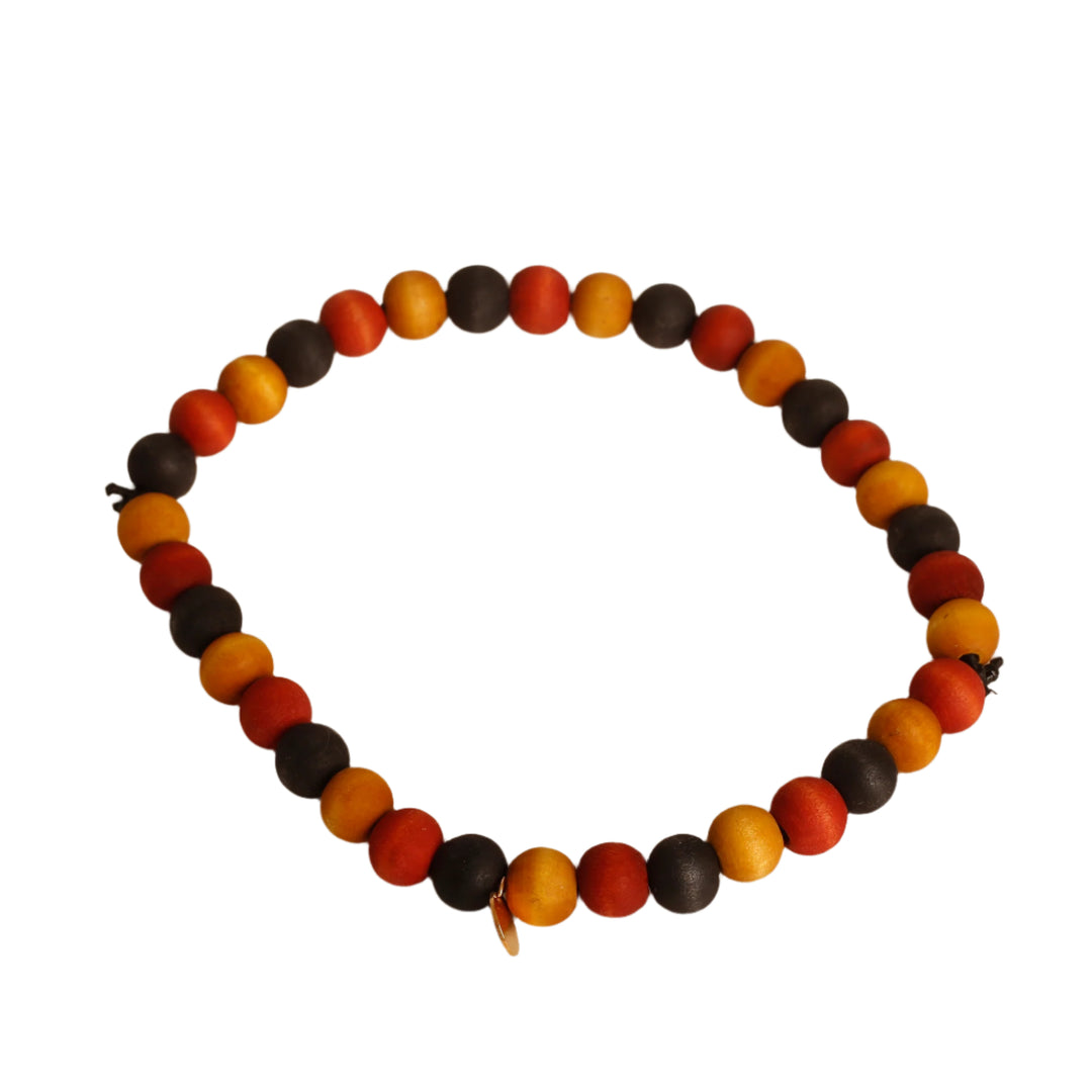 Beaded Collar - 15" - Small beads - red, yellow, black