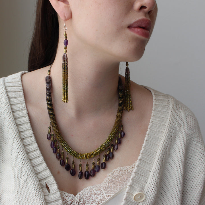Amethyst Wrap Stitch Nacklace