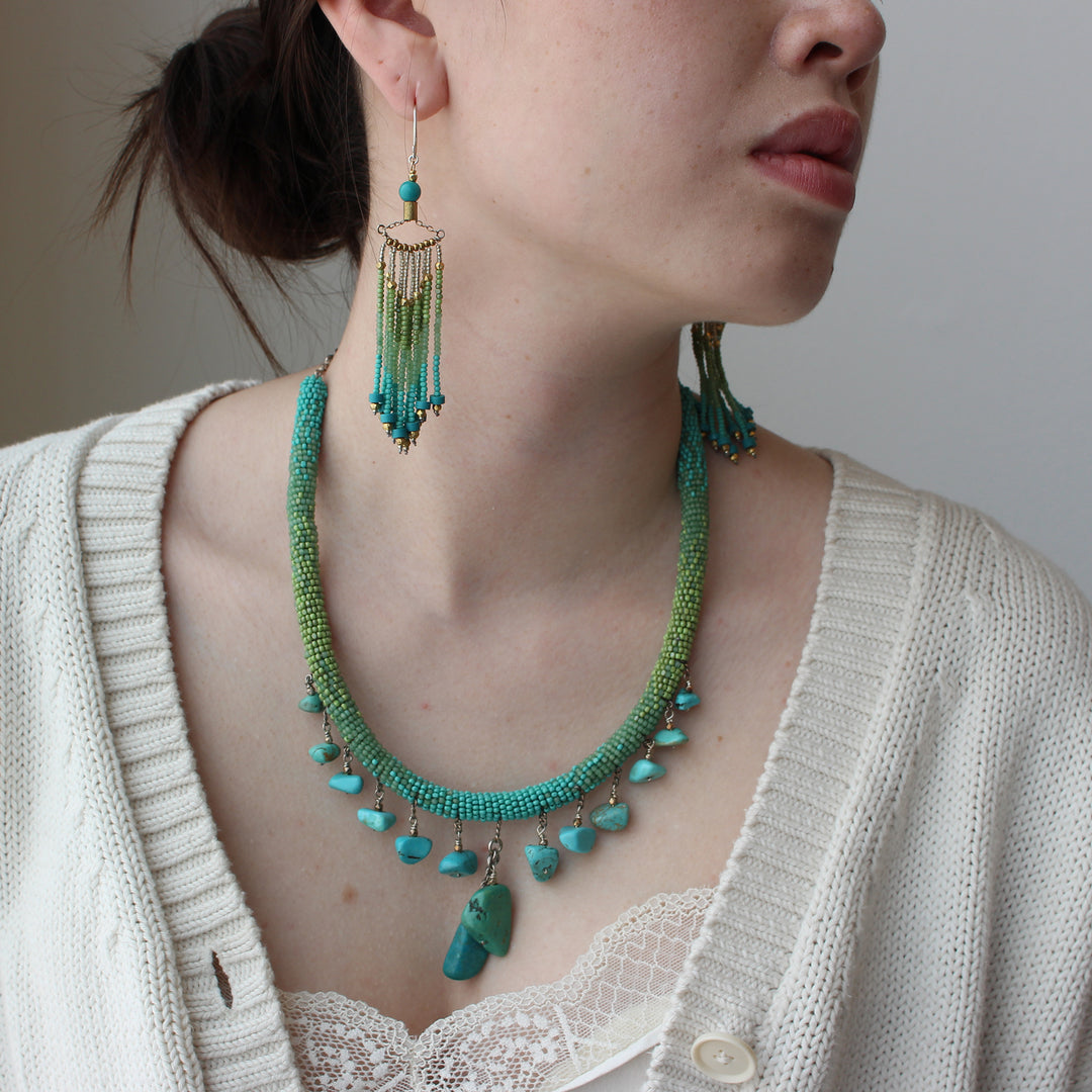 Turquiose Wrap Stitch Necklace