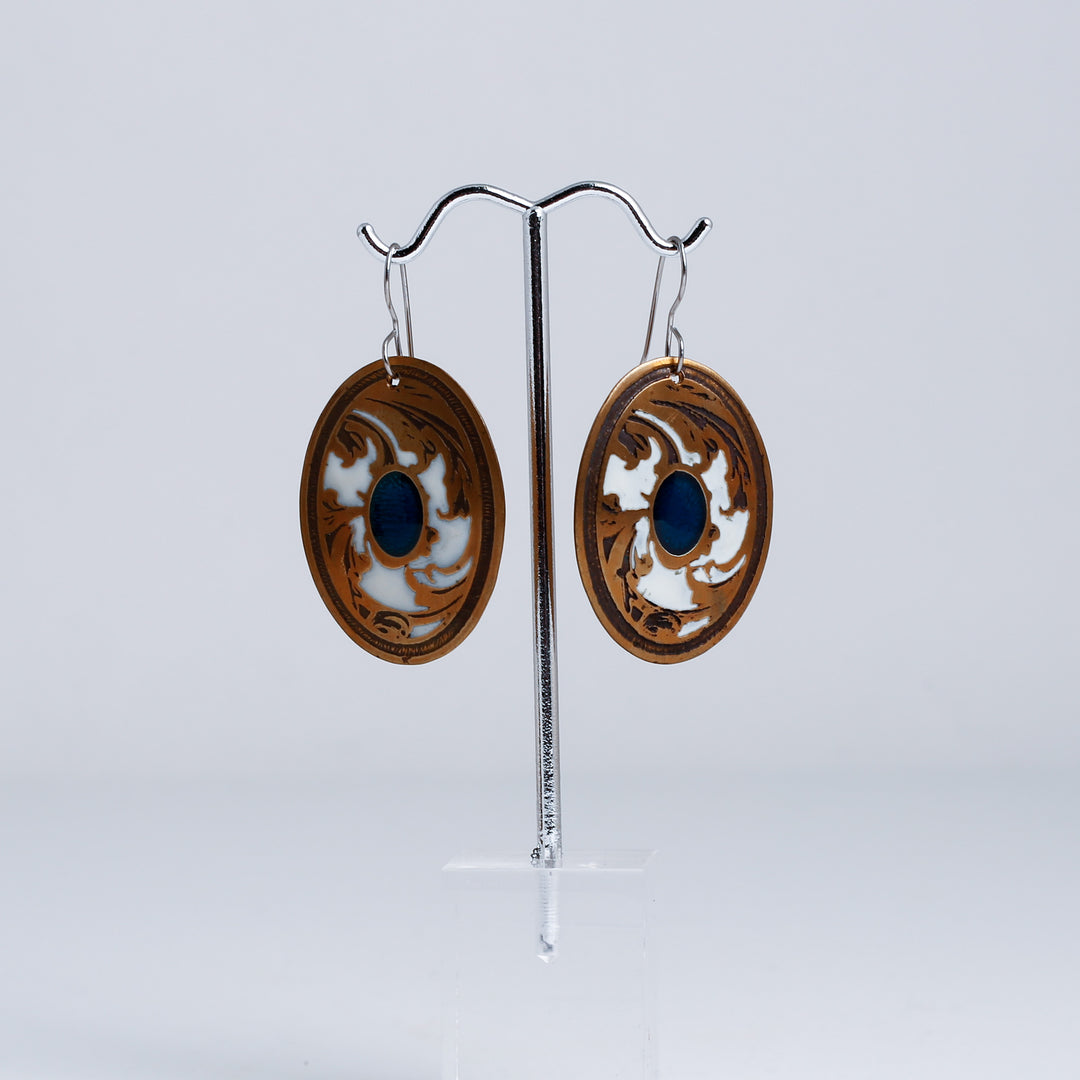 Earring, Floral, Oval, Lg