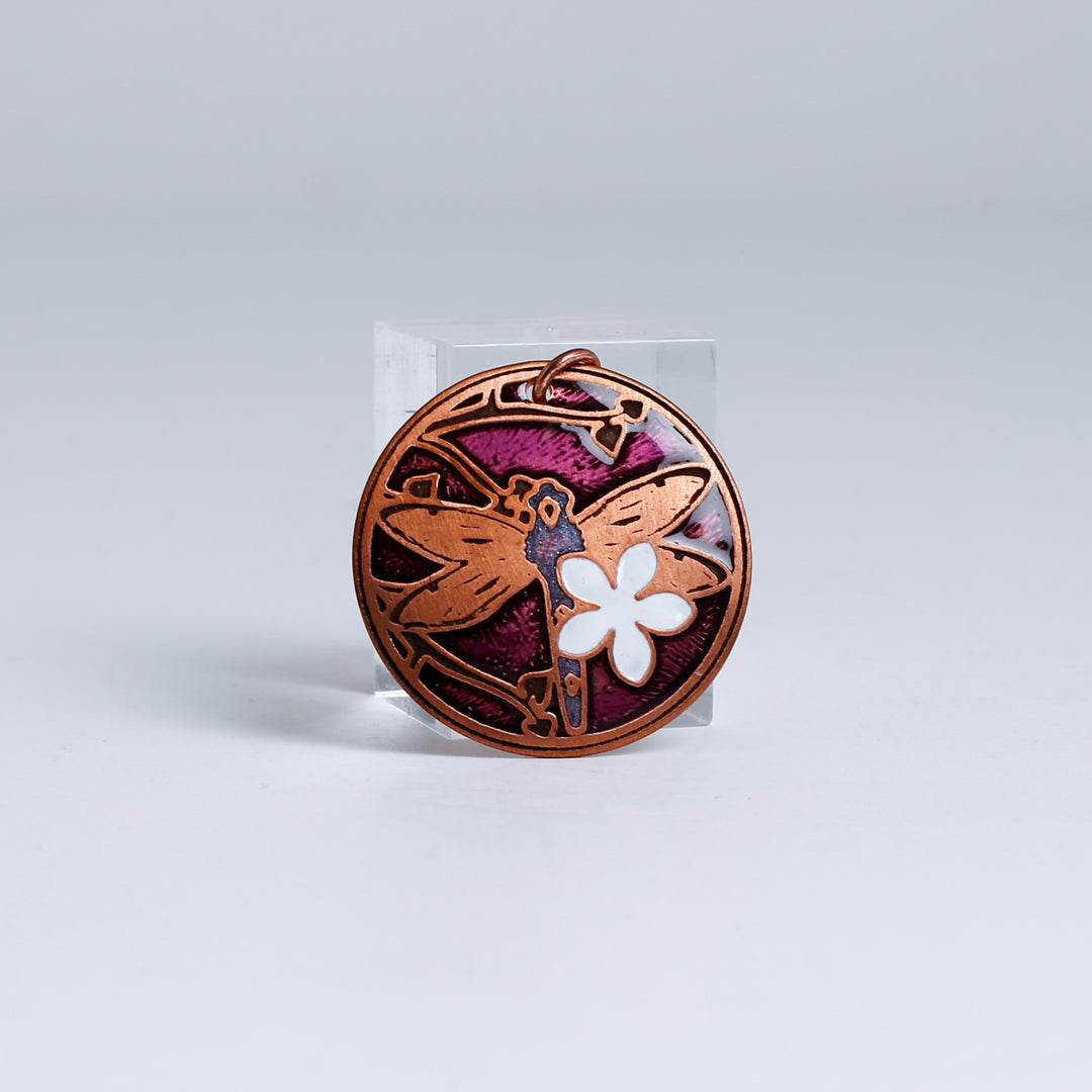 Pendant, Dragonfly and Flowers