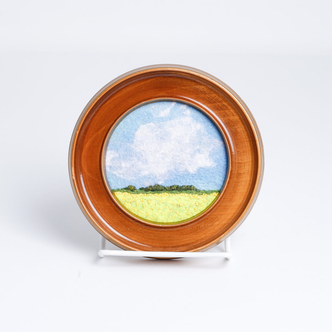 "Canola and the Cloud" Needle Felted Framed Artwork