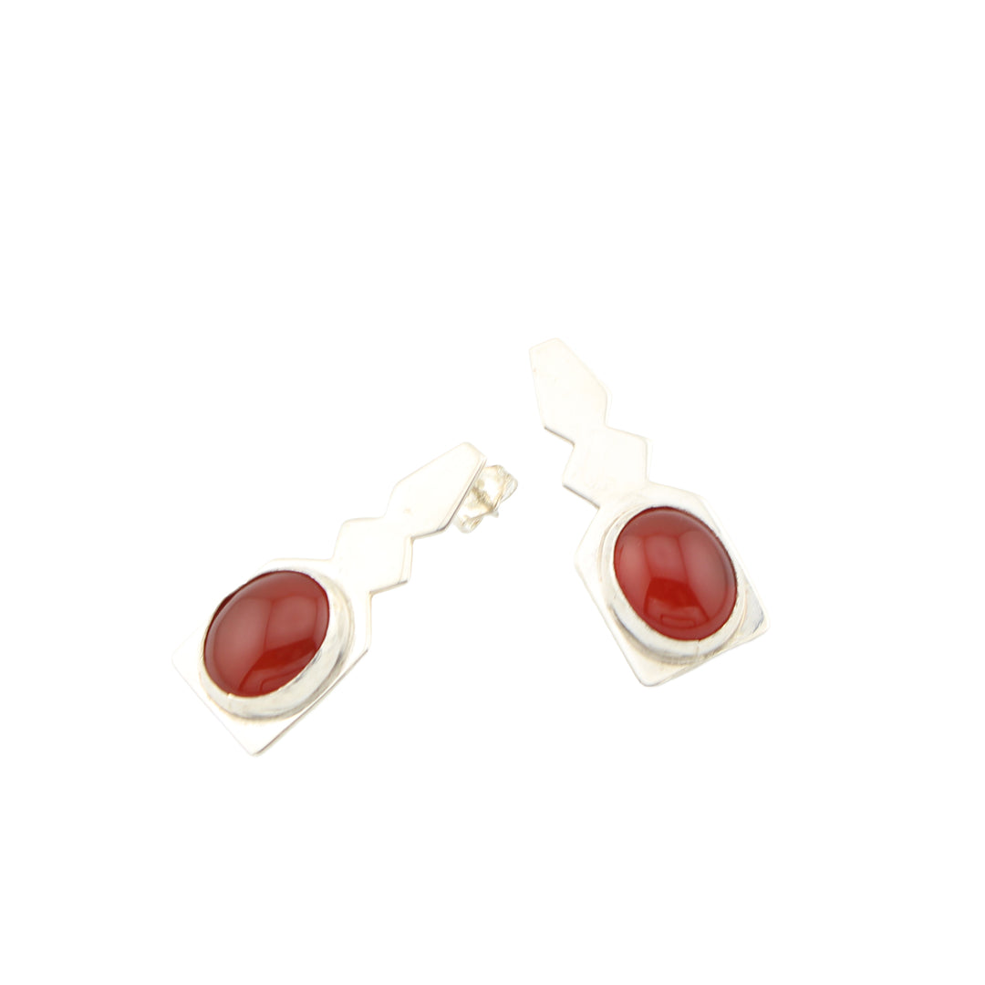 Post Earrings, Carnelian