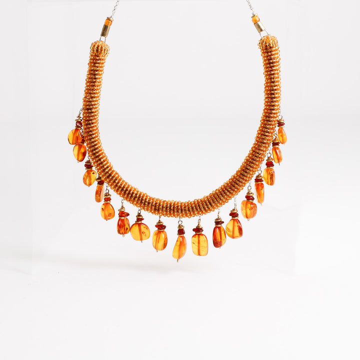Wrap Stitch Necklace, Amber