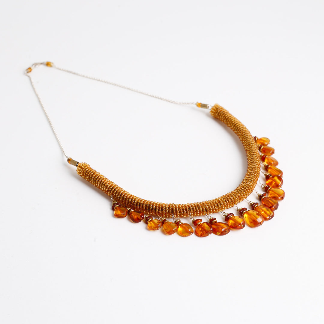Wrap Stitch Necklace, Amber