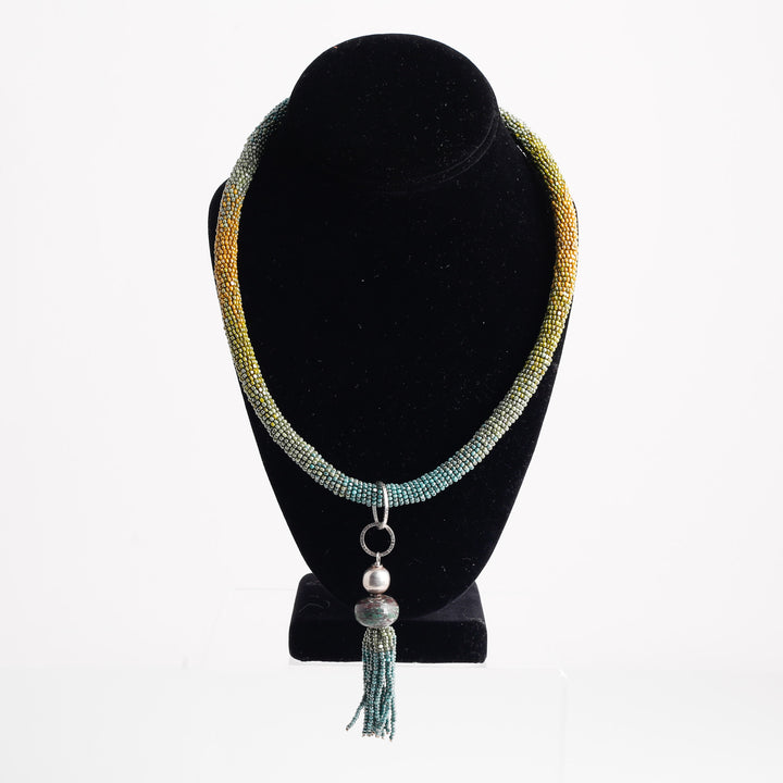 Wrap stitch Necklace, Turquoise