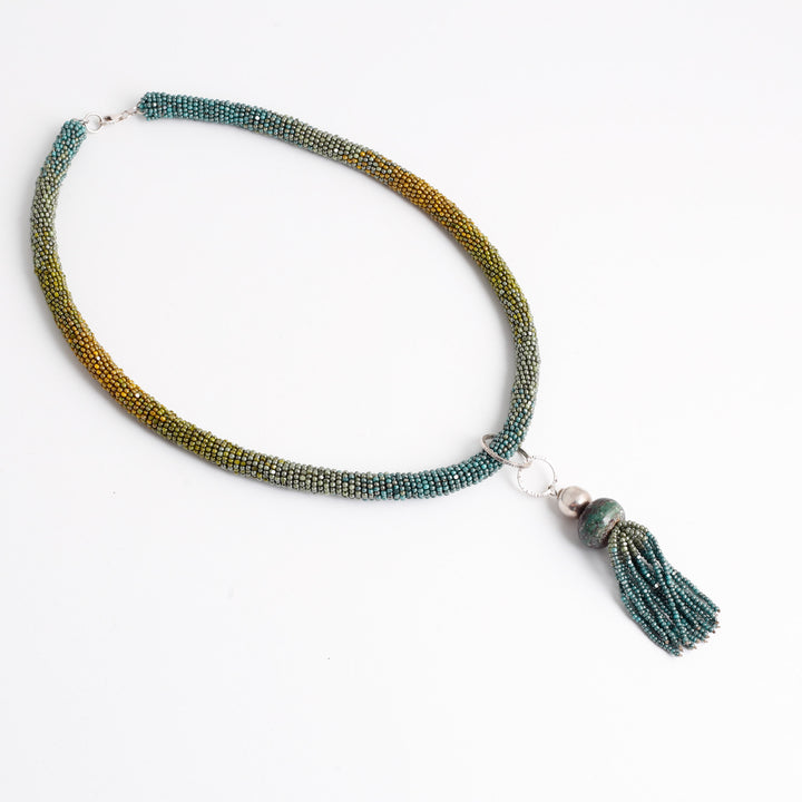 Wrap stitch Necklace, Turquoise