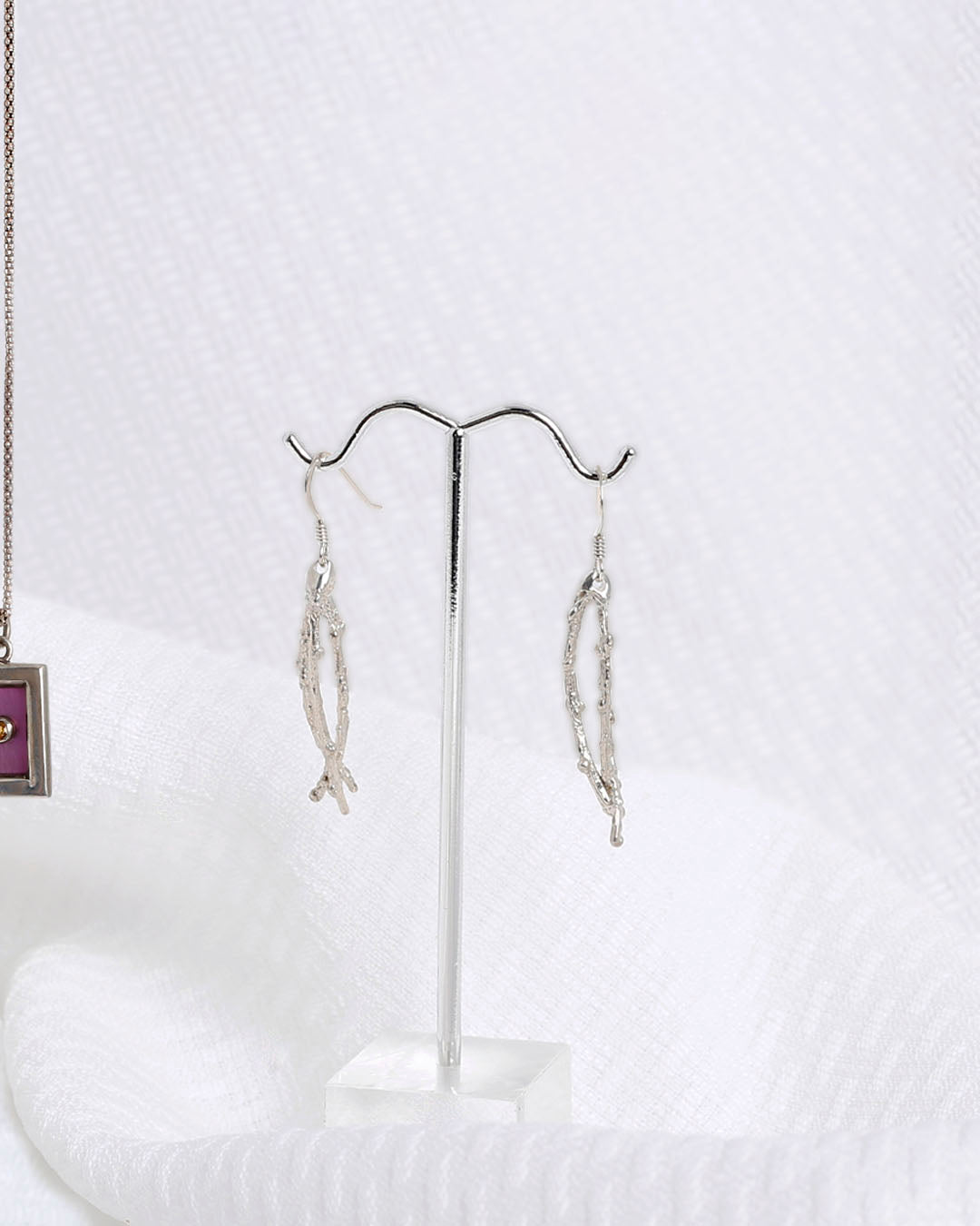 Earring, Argentium silver, Ver.3, Tamarack Stem