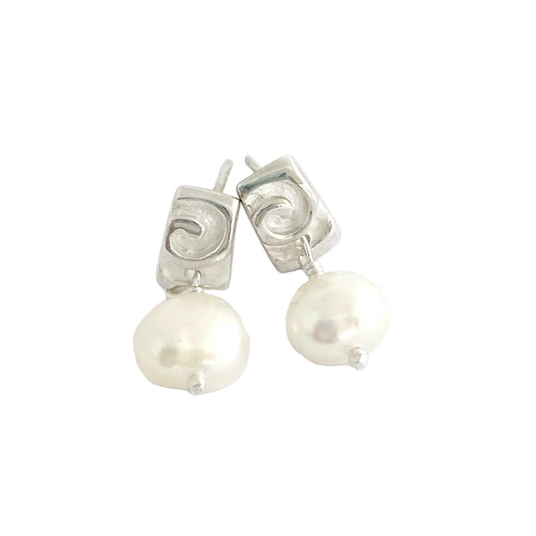 Swirl Post Pearl Drop, Earring