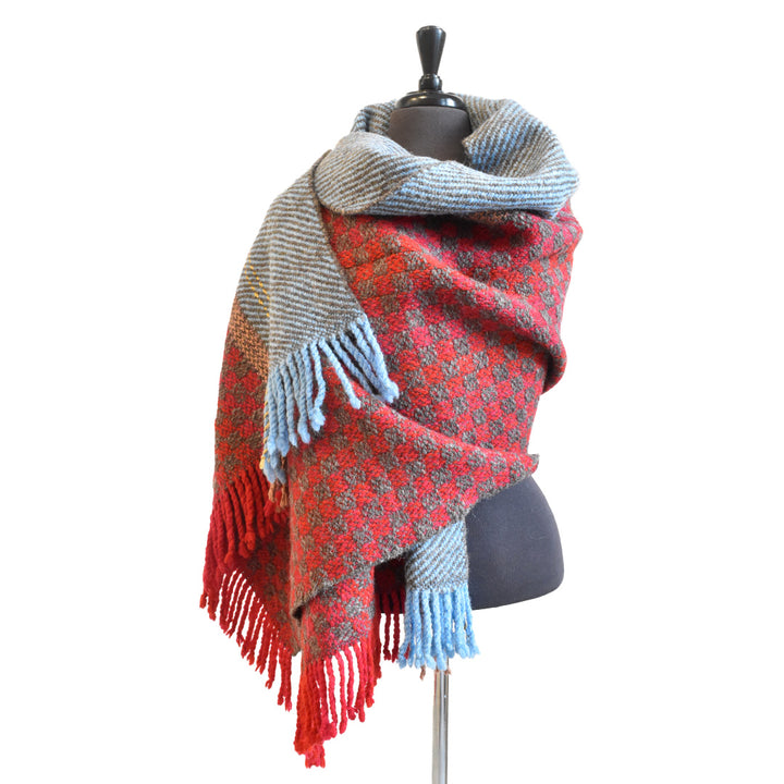 Blue/Red/Gray Shawl