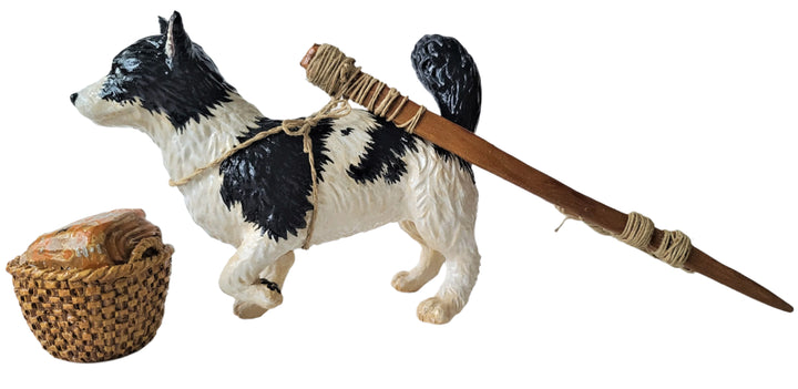 Tahitian Bear Dog with Travois and Basket