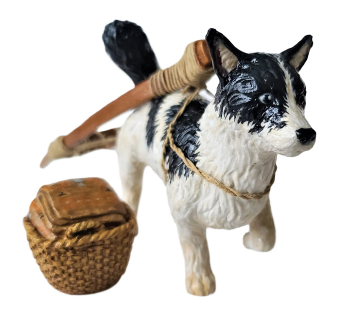 Tahitian Bear Dog with Travois and Basket