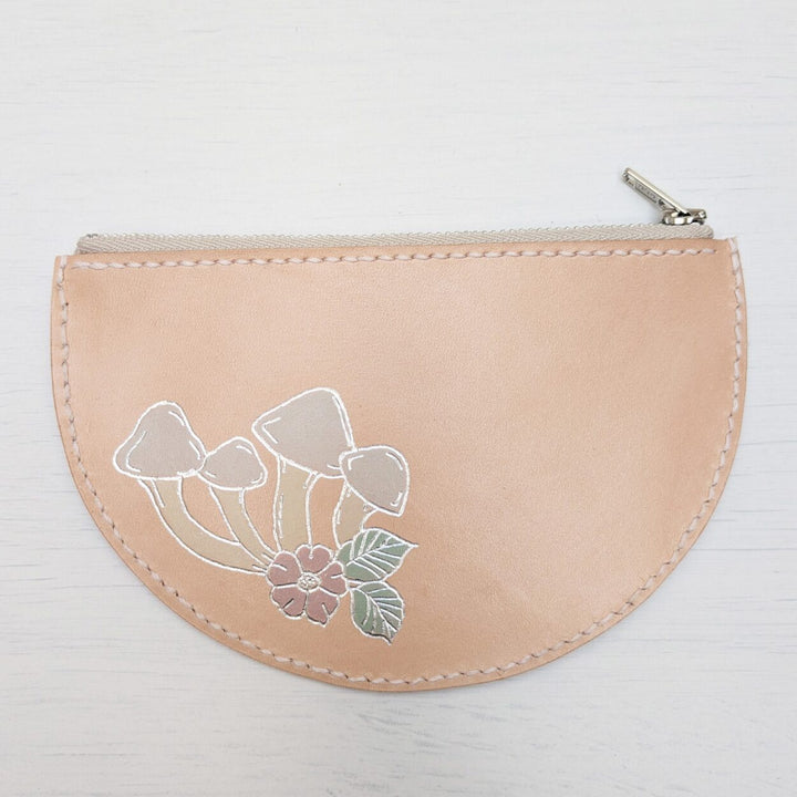 Silver Mushroom Zipper Pouch