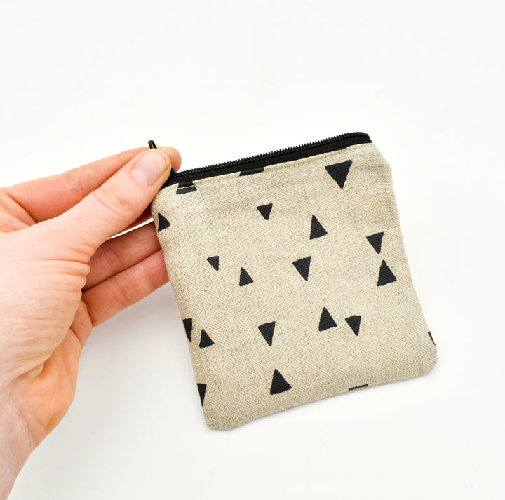 Beige Mini Zipper Pouch