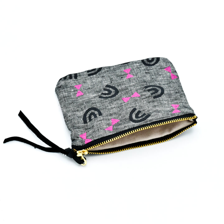 Medium-Grey/ Pink Zipper Pouch