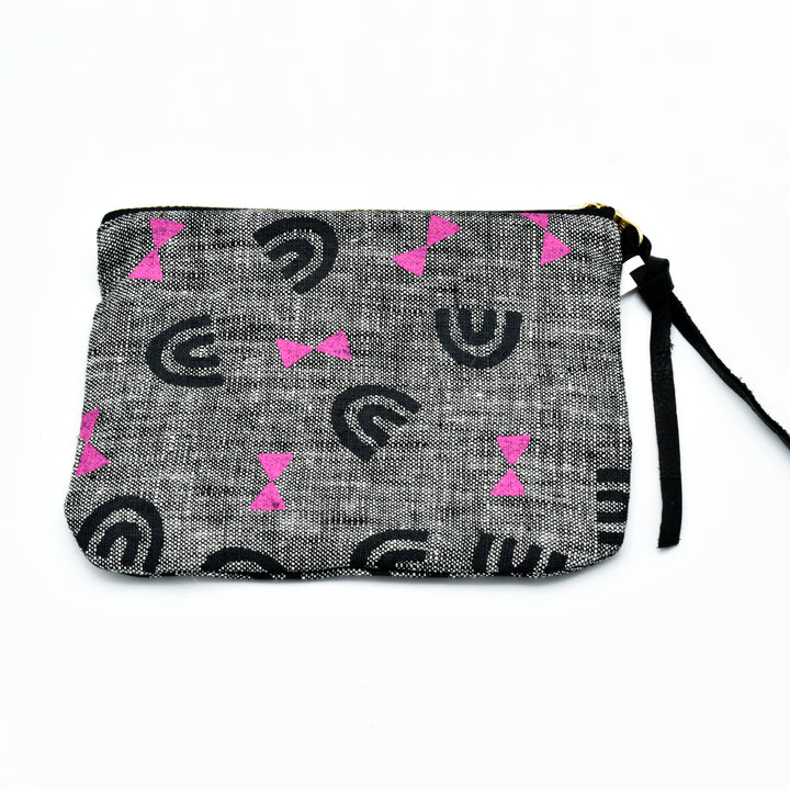 Medium-Grey/ Pink Zipper Pouch