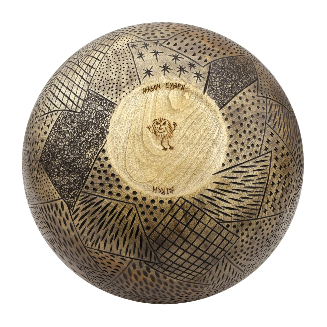 Bowl, 13 birch, carved black
