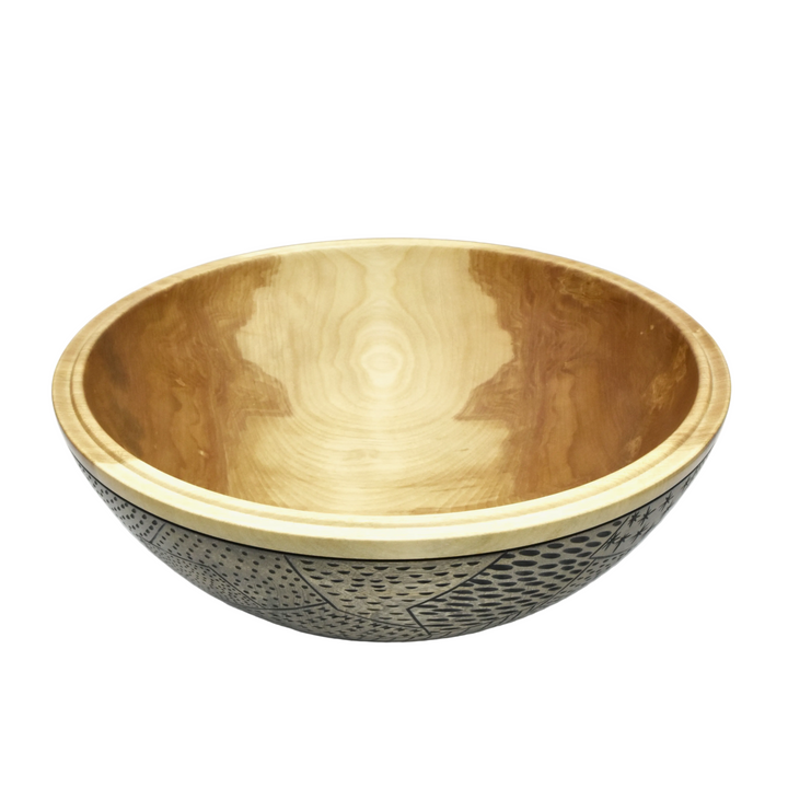Bowl, 13 birch, carved black