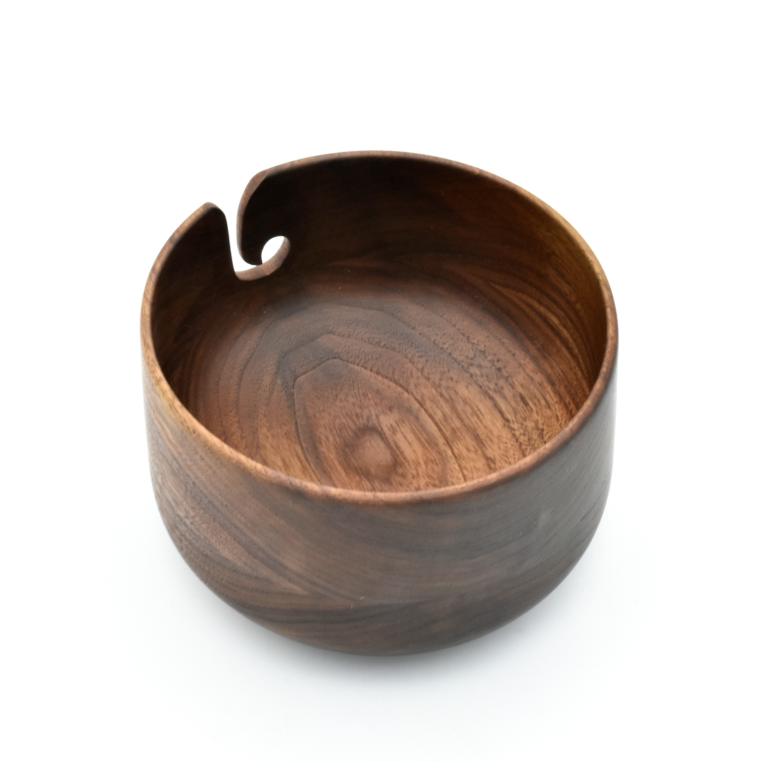 Walnut yarn bowl