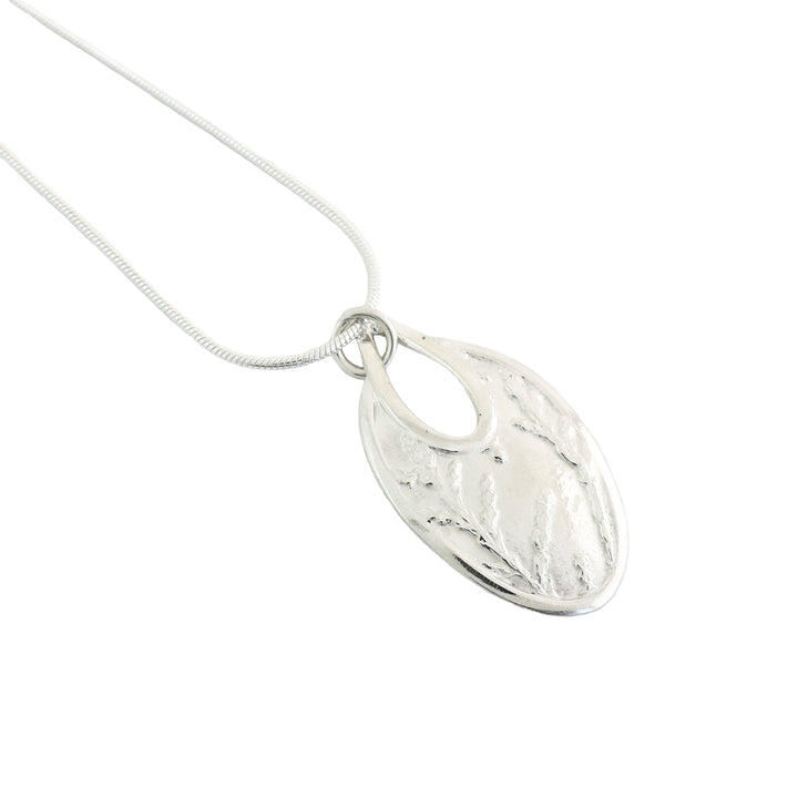 Cedar Texture Oval Drop, Necklace