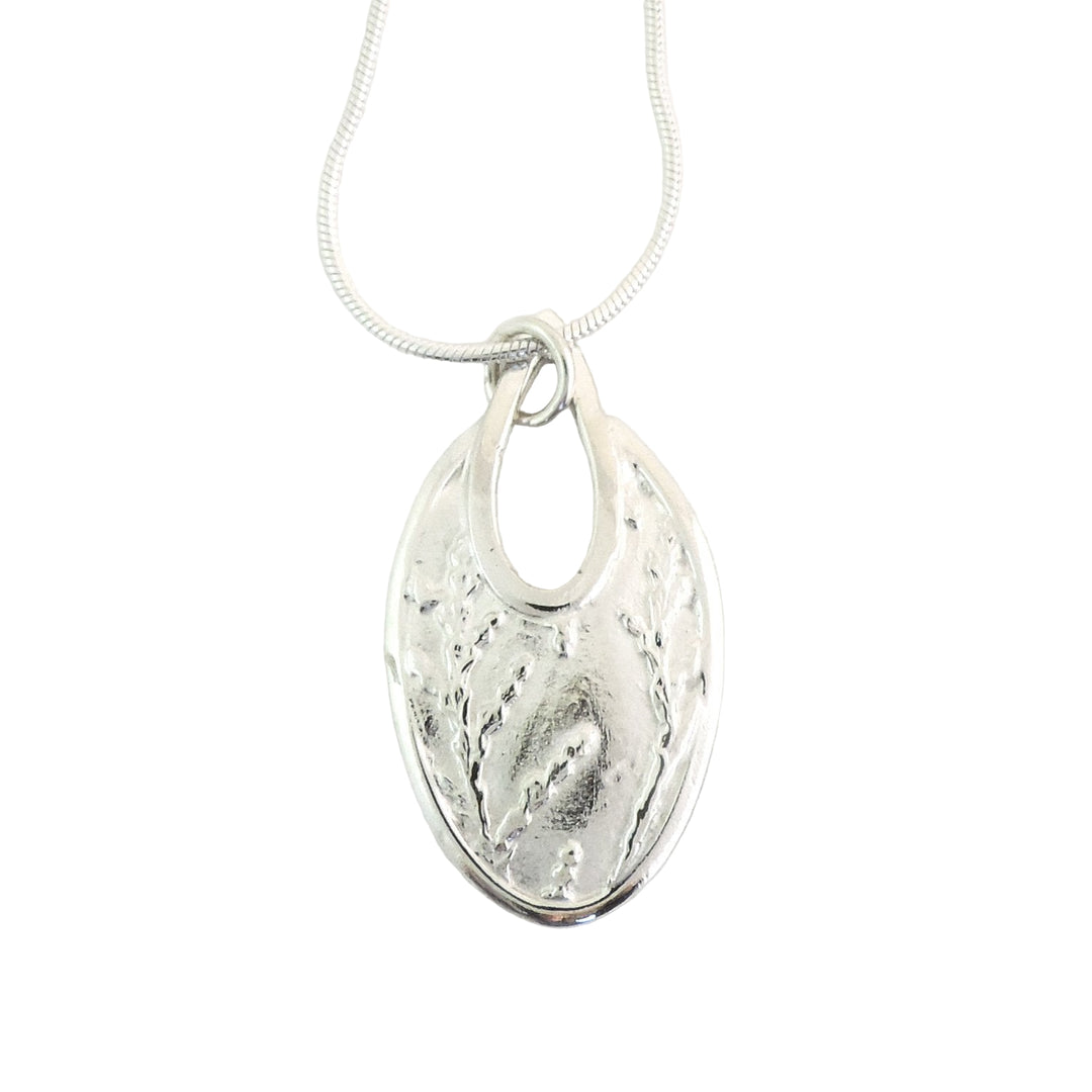 Cedar Texture Oval Drop, Necklace