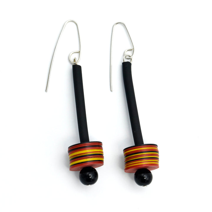 Rubber, Onyx, African beads earrings