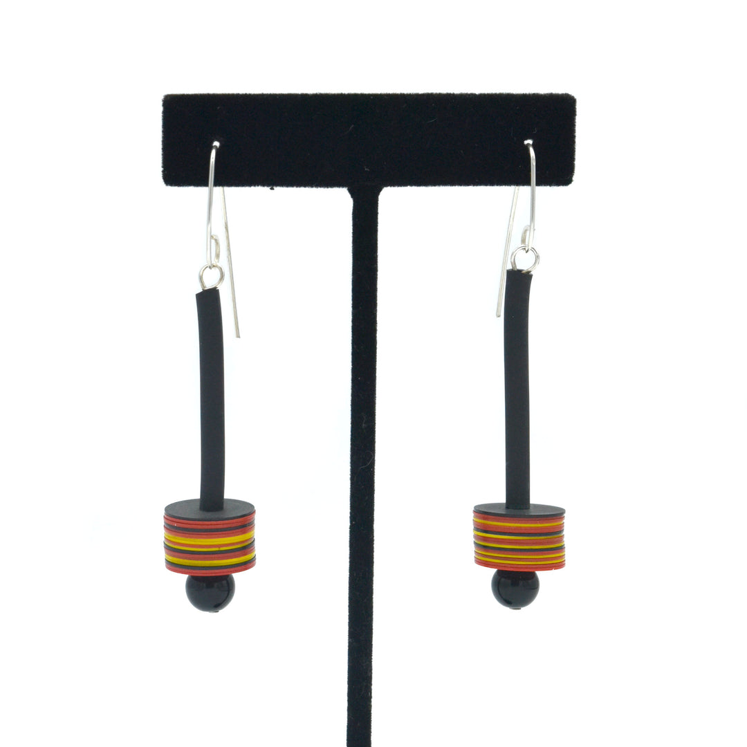 Rubber, Onyx, African beads earrings