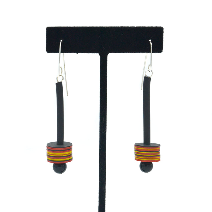 Rubber, Onyx, African beads earrings
