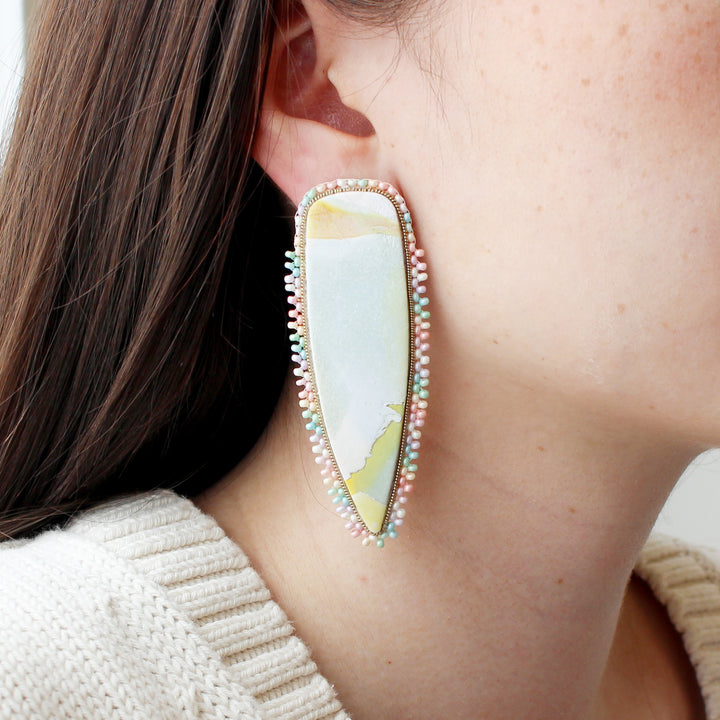 Marble Spear Earrings with Titanium Posts