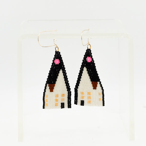 Pre-order Earrings, Beaded houses, Chapel Night