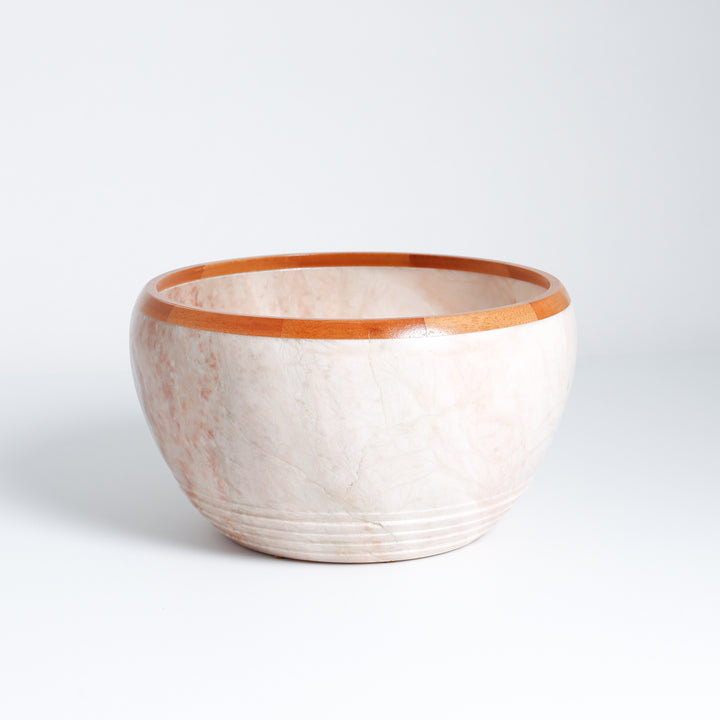Alabaster Bowl With Tiger Wood Rim, 225-11
