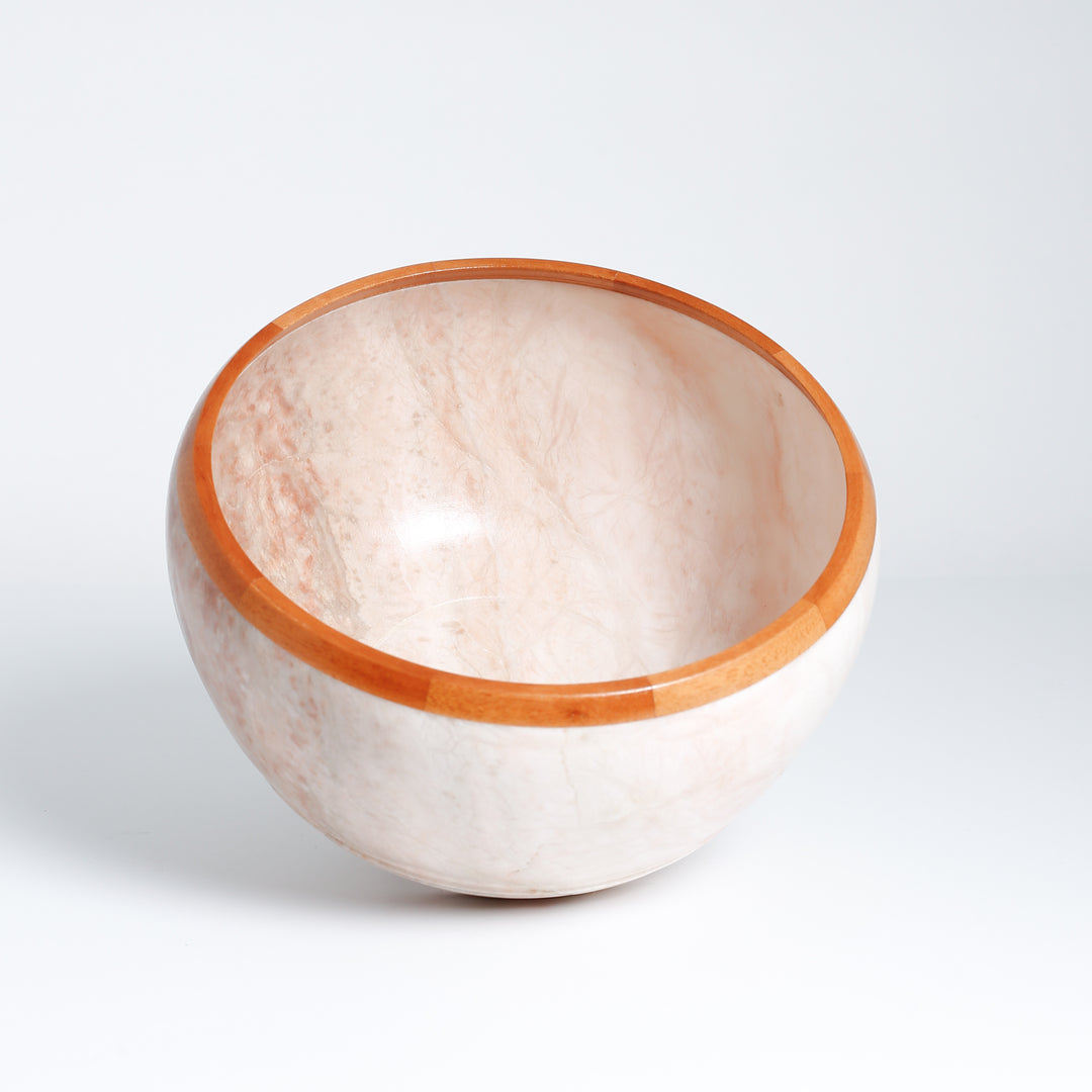 Alabaster Bowl With Tiger Wood Rim, 225-11