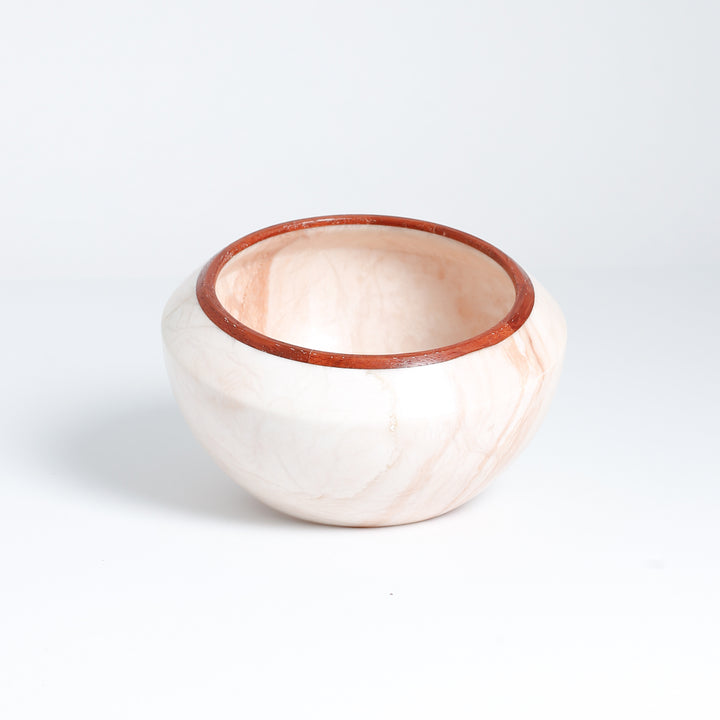 Medium Size Alabaster Bowl With Wood Rim, 224-20