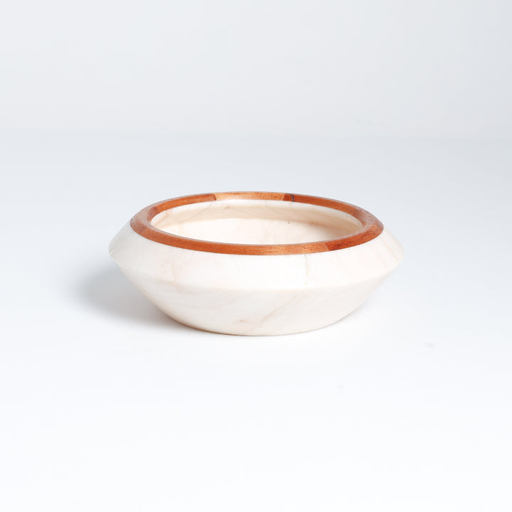 Small Alabaster Bowl With Wood Rim, 224-21