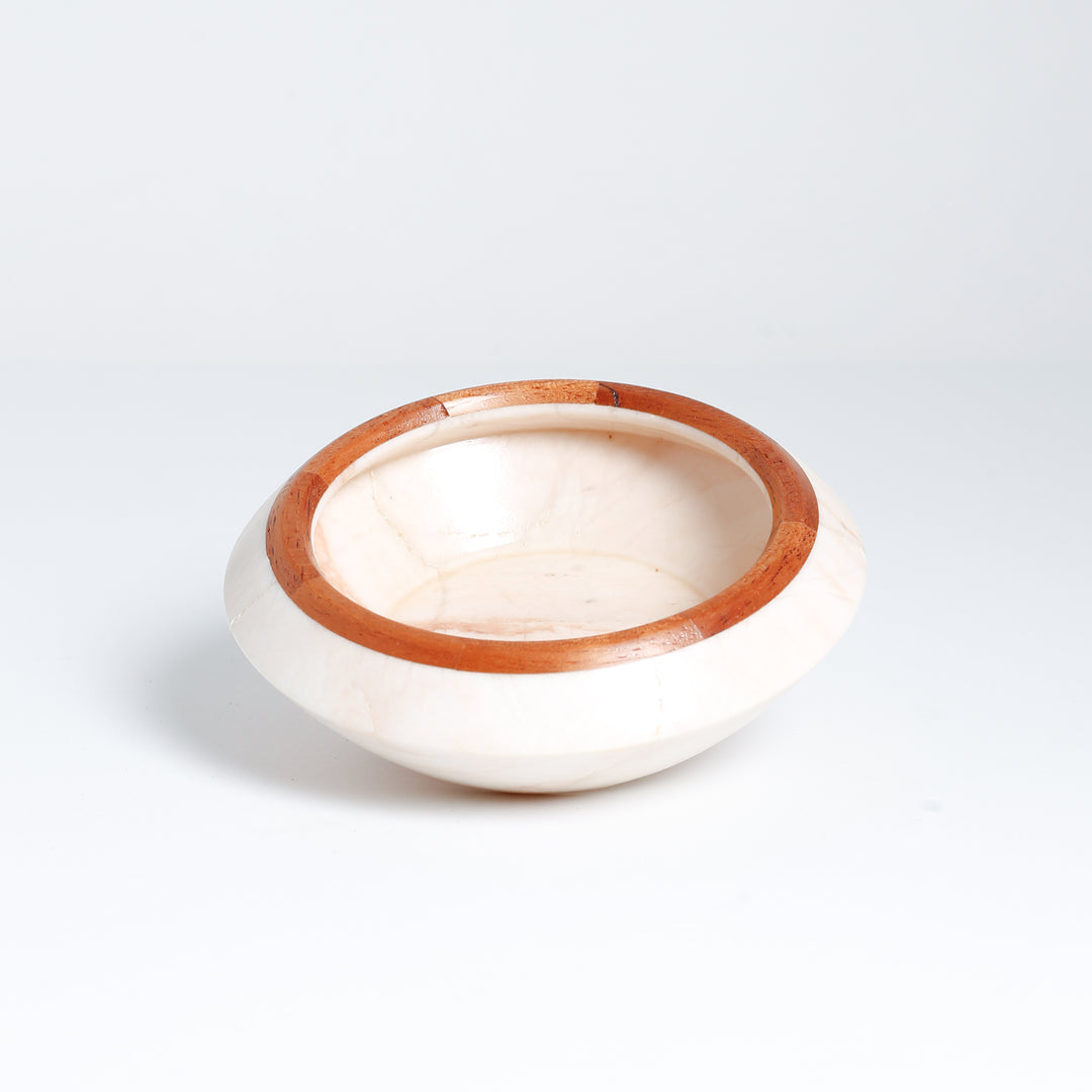 Small Alabaster Bowl With Wood Rim, 224-21