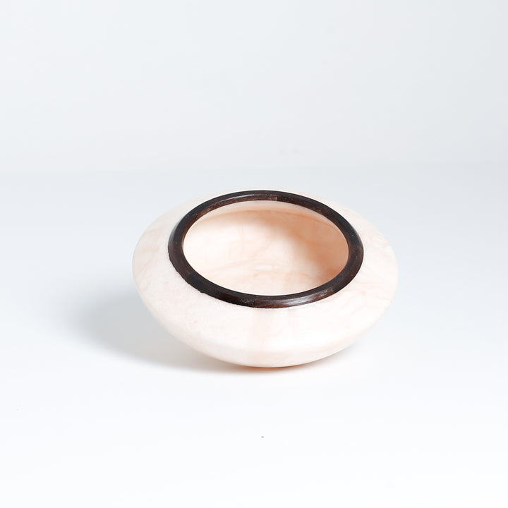Small Alabaster Bowl With Wood Rim, 224-70