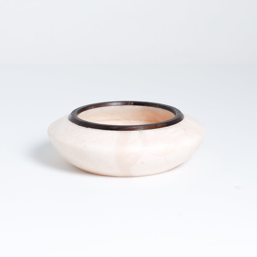 Small Alabaster Bowl With Wood Rim, 224-70