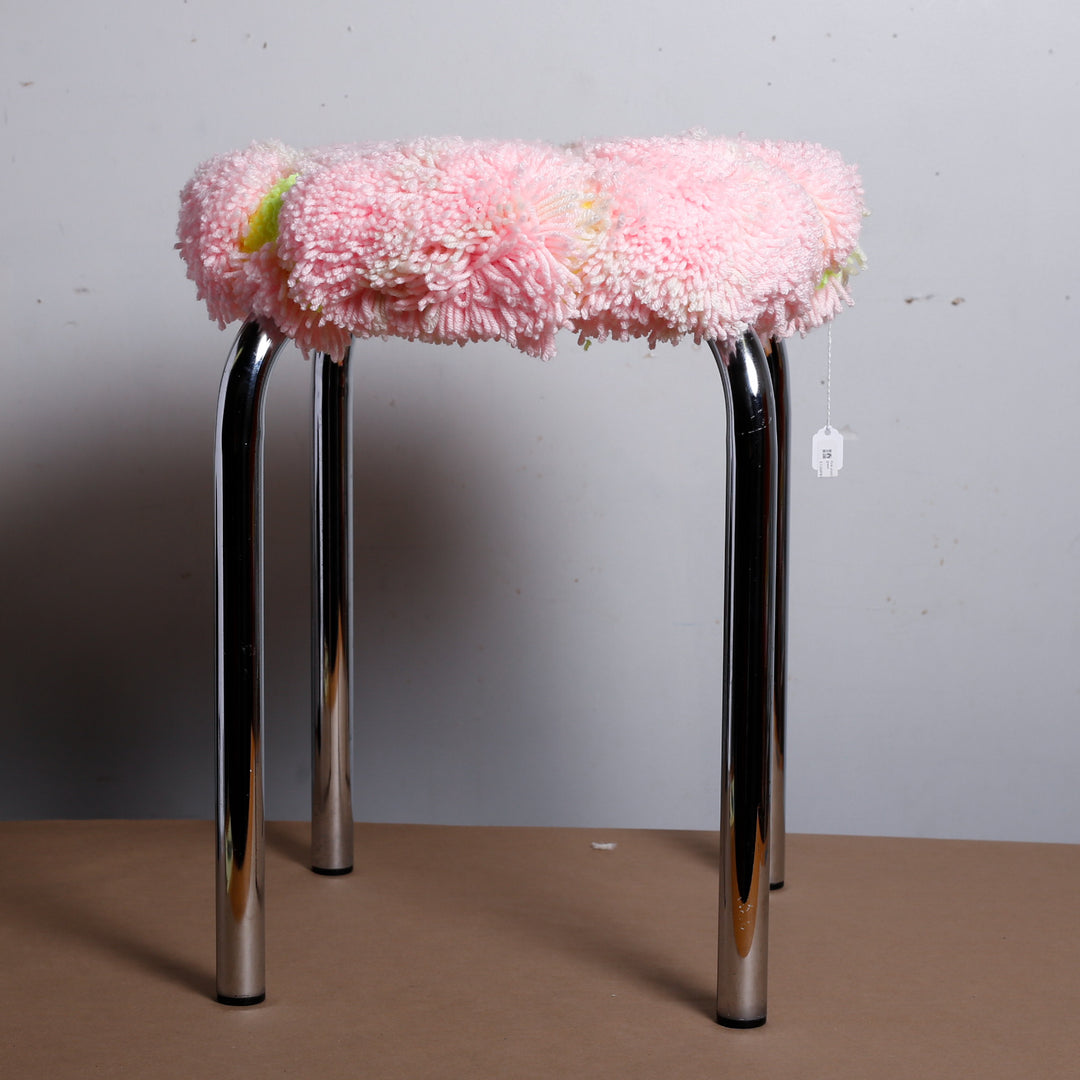 Pink plaid/neon green stool