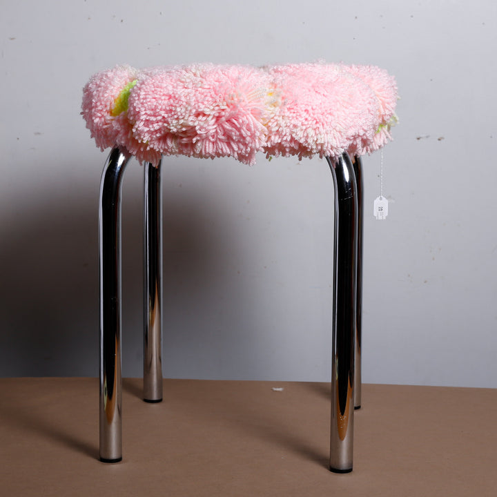 Pink plaid/neon green stool