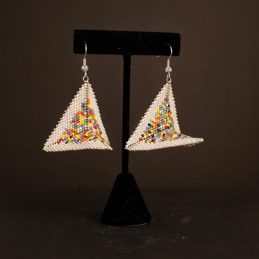 Earrings, Warped Square - R