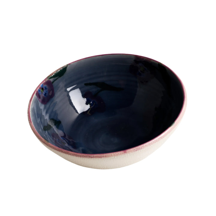 Reticulated Bowl With Pansies
