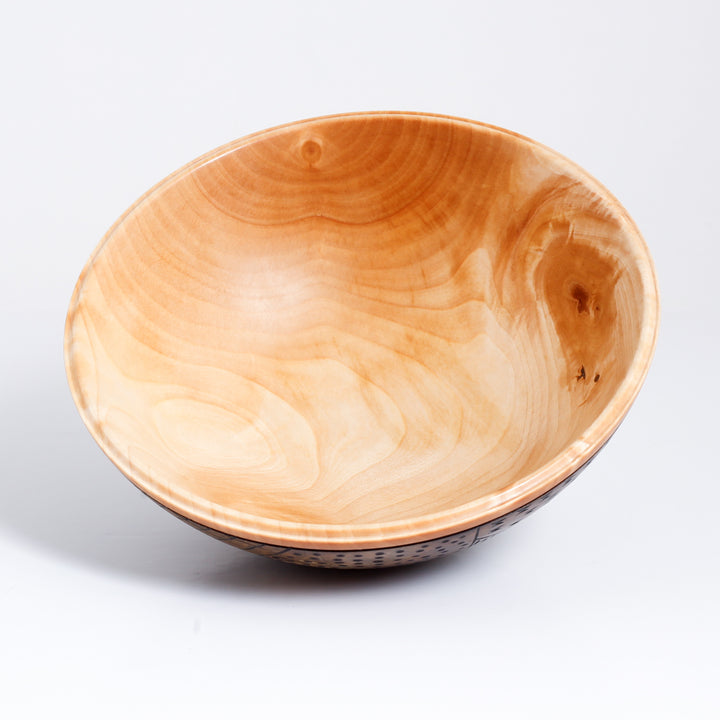 Birch Bowl, Black Carved Outside, 7"
