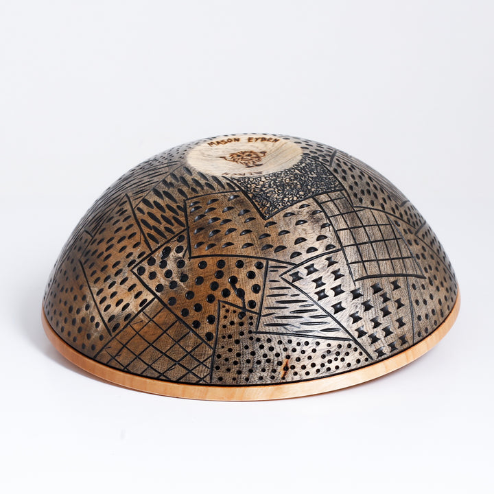 Birch Bowl, Black Carved Outside, 7"