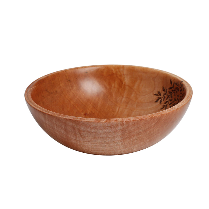 Maple Bowl, Burnt Interior, Leaves, 6 7/8"