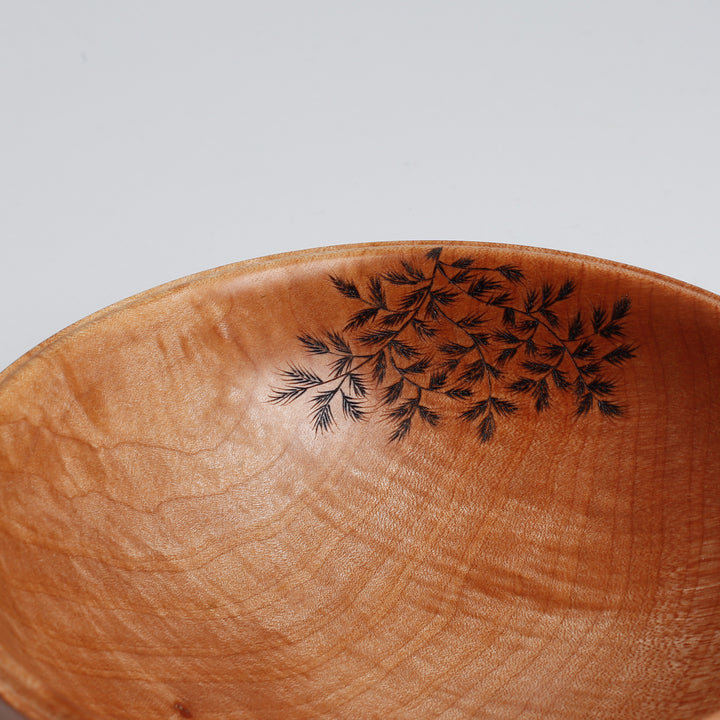 Maple Bowl, Burnt Interior, Leaves, 6 7/8"